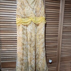 jonathan martin Yellow Paisley V-Neck Maxi Dress